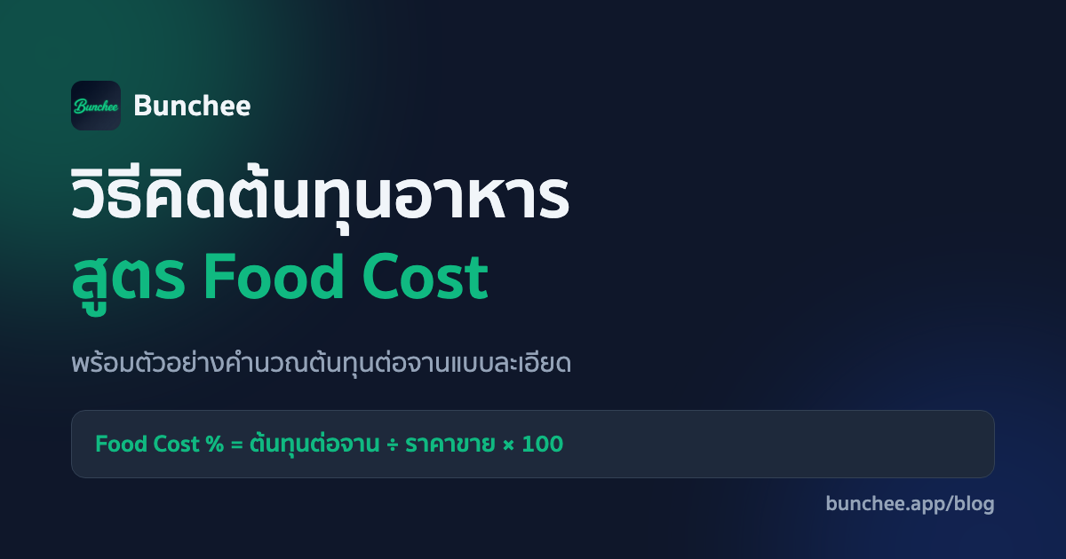 วิธีคิดต้นทุนอาหาร — สูตรคำนวณ Food Cost