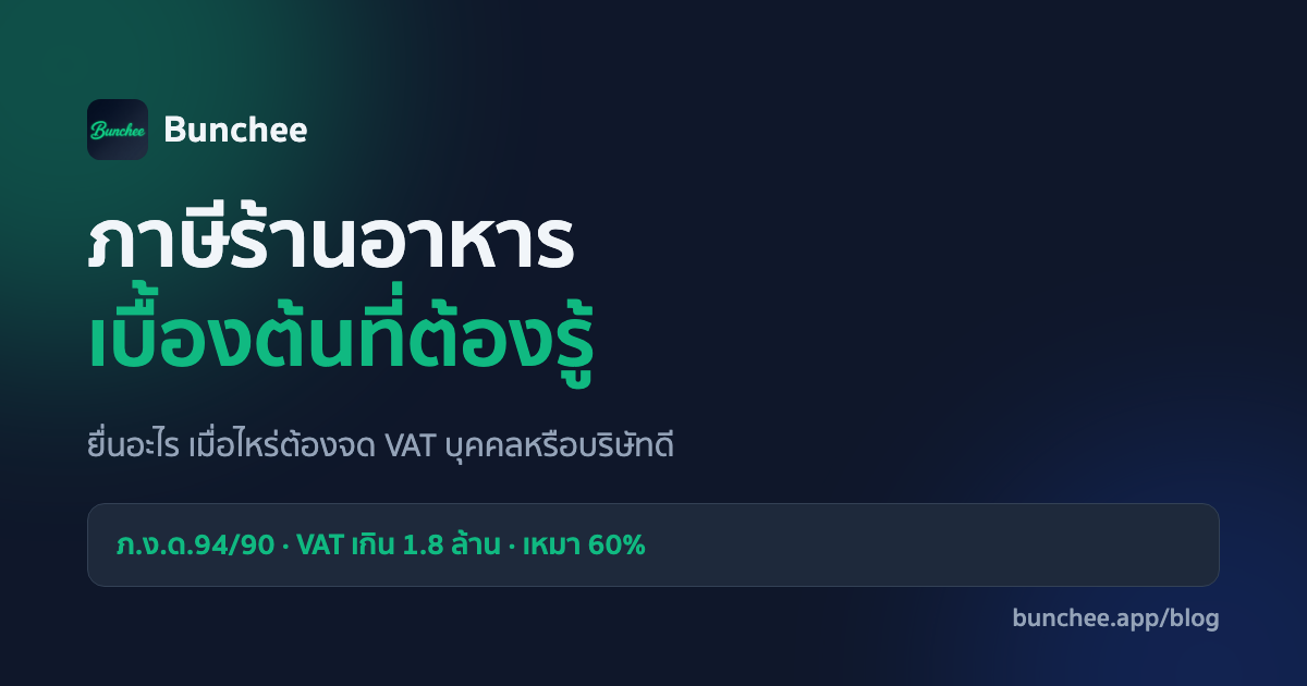 ภาษีร้านอาหารเบื้องต้น — ต้องยื่นอะไร เมื่อไหร่ต้องจด VAT